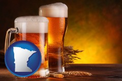 minnesota map icon and beer steins and hops